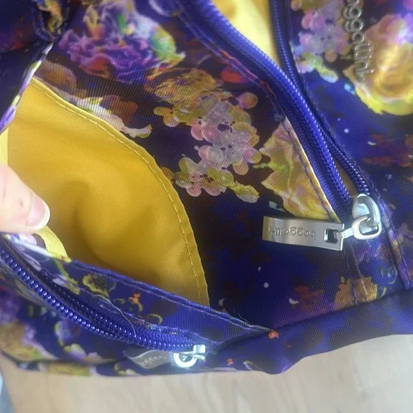 Used once, Baggallini, purple and yellow and white colorful Crossbody bag - Picture 8 of 10